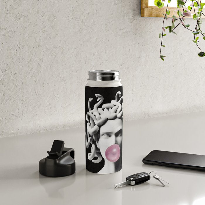 Medusa blowing pink bubblegum bubble Water Bottle Gallery Image 4