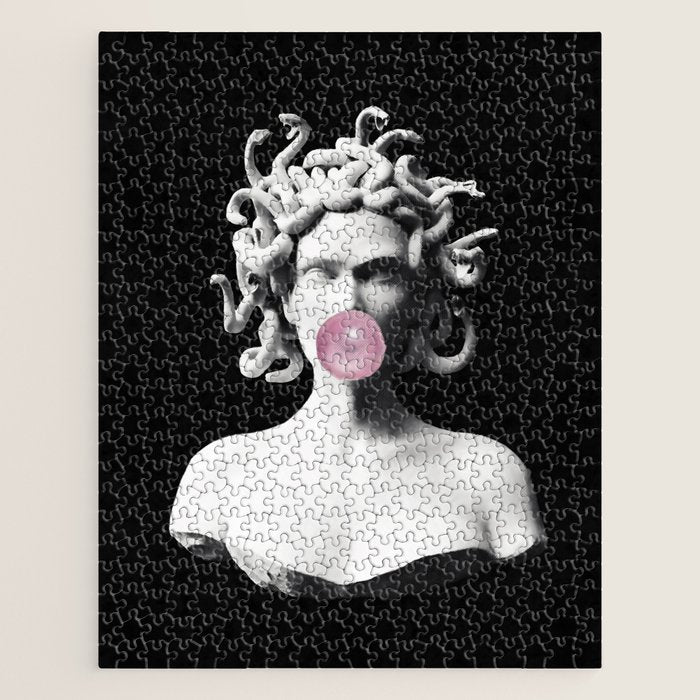 Medusa blowing pink bubblegum bubble Jigsaw Puzzle Gallery Image 1