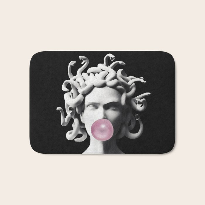 Medusa blowing pink bubblegum bubble Bath Mat Gallery Image 1