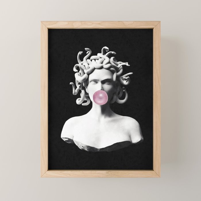 Medusa blowing pink bubblegum bubble Mini Art Print Gallery Image 1