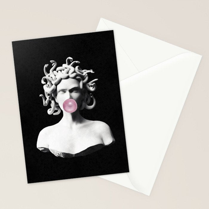 Medusa blowing pink bubblegum bubble Stationery Card Gallery Image 2