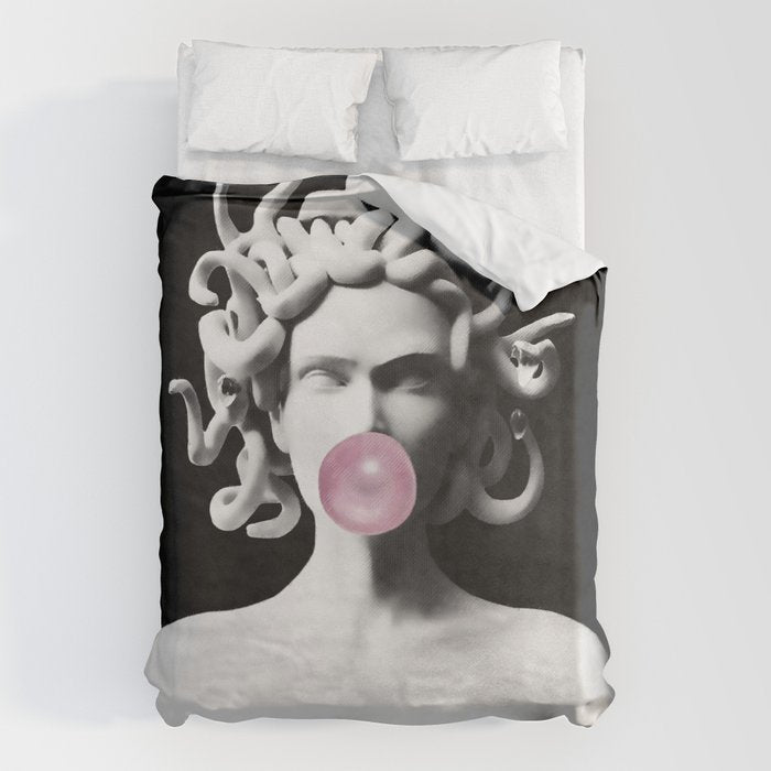 Medusa blowing pink bubblegum bubble Duvet Cover Gallery Image 6