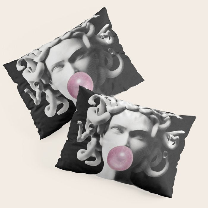 Medusa blowing pink bubblegum bubble Pillow Sham Gallery Image 3