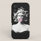 Medusa blowing pink bubblegum bubble iPhone Case Gallery Image 1