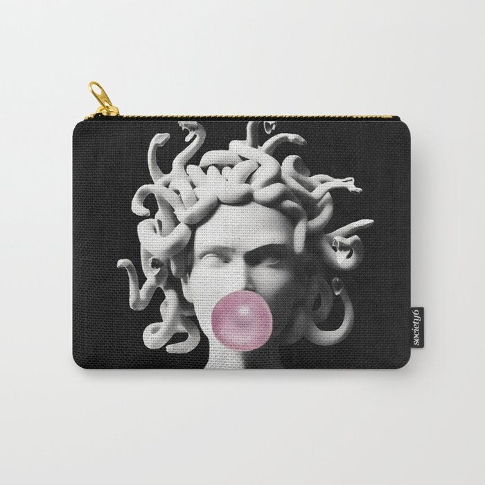 Medusa blowing pink bubblegum bubble Carry All Pouch Gallery Image 1