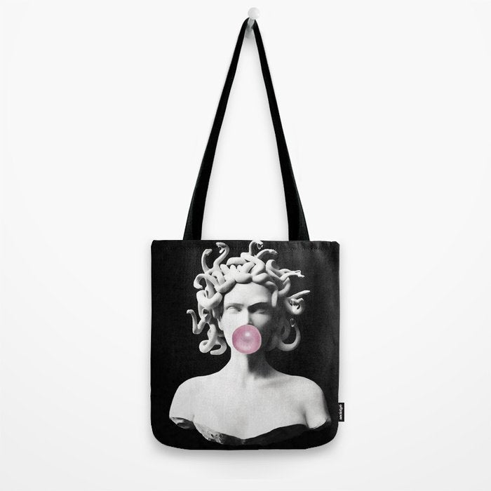 Medusa blowing pink bubblegum bubble Tote Bag Gallery Image 2