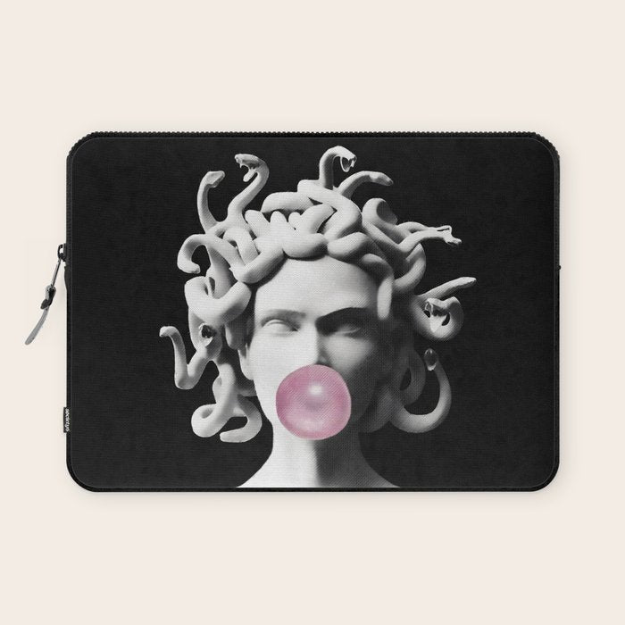Medusa blowing pink bubblegum bubble Laptop Sleeve Gallery Image 1