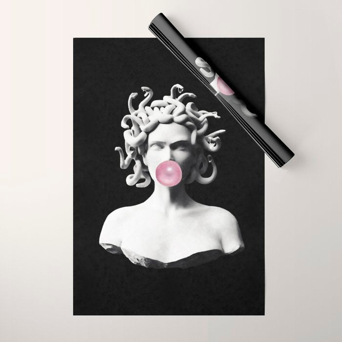 Medusa blowing pink bubblegum bubble Wrapping Paper Gallery Image 1