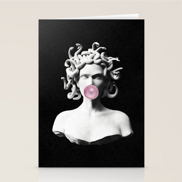 Medusa blowing pink bubblegum bubble Stationery Card Gallery Image 2
