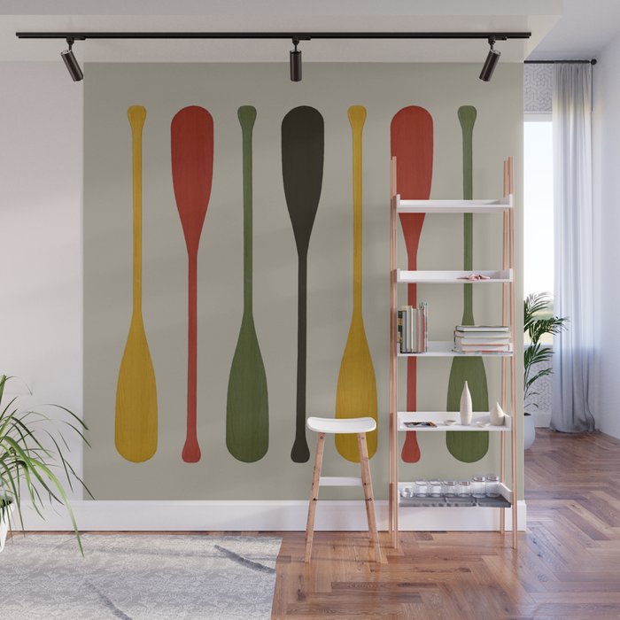 Canoe Paddle Stripes Wall Mural Gallery Image 1