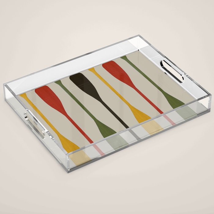 Canoe Paddle Stripes Acrylic Tray Gallery Image 1