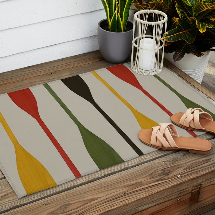 Canoe Paddle Stripes Outdoor Rug Gallery Image 2