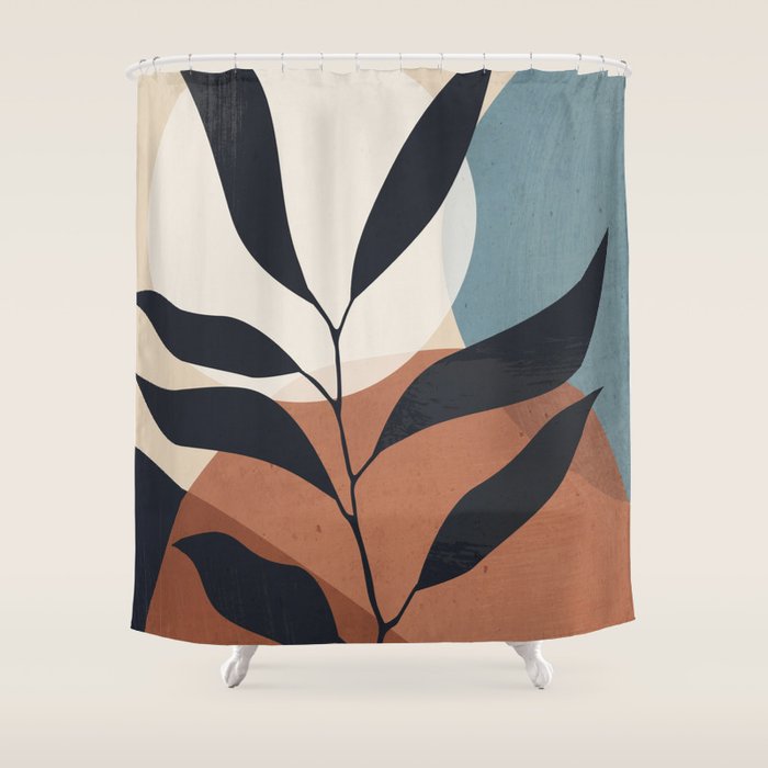 Abstract Art Tropical Leaf Shower Curtain Gallery Image 1