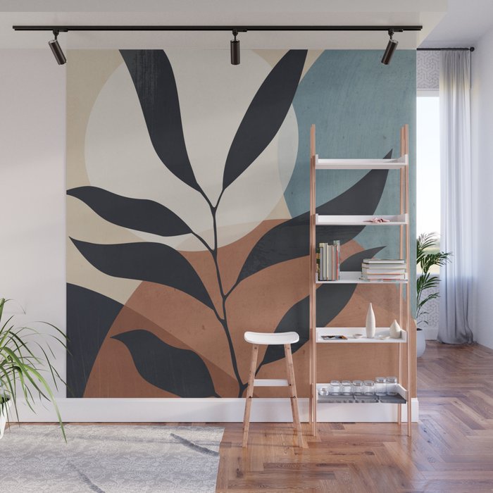 Abstract Art Tropical Leaf Wall Mural Gallery Image 1