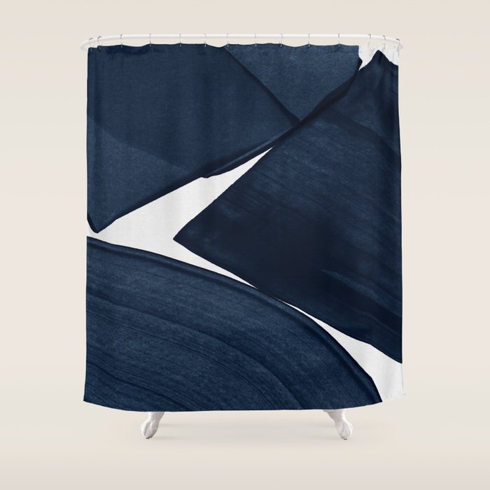 Minimalist Painting Blue II, Modern Abstract Shower Curtain Gallery Image 1