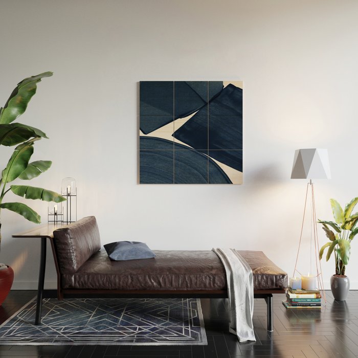 Minimalist Painting Blue II, Modern Abstract Wood Wall Art Gallery Image 2