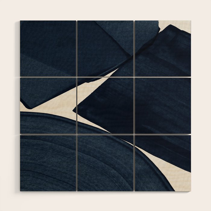 Minimalist Painting Blue II, Modern Abstract Wood Wall Art Gallery Image 1