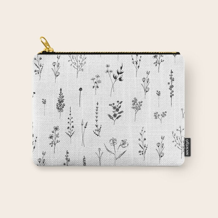 White Wildflowers Pattern Carry All Pouch Gallery Image 1