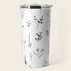 White Wildflowers Pattern Travel Mug Gallery Image 1