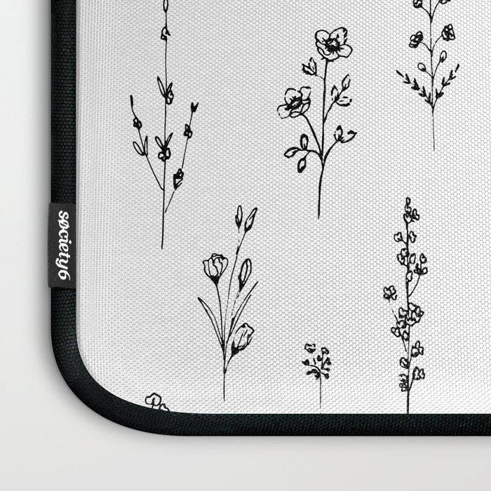 White Wildflowers Pattern Laptop Sleeve Gallery Image 3