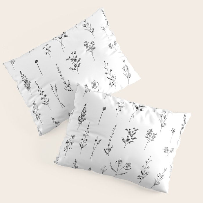 White Wildflowers Pattern Pillow Sham Gallery Image 1
