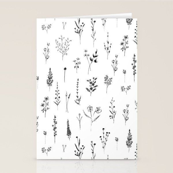 White Wildflowers Pattern Stationery Card Gallery Image 2