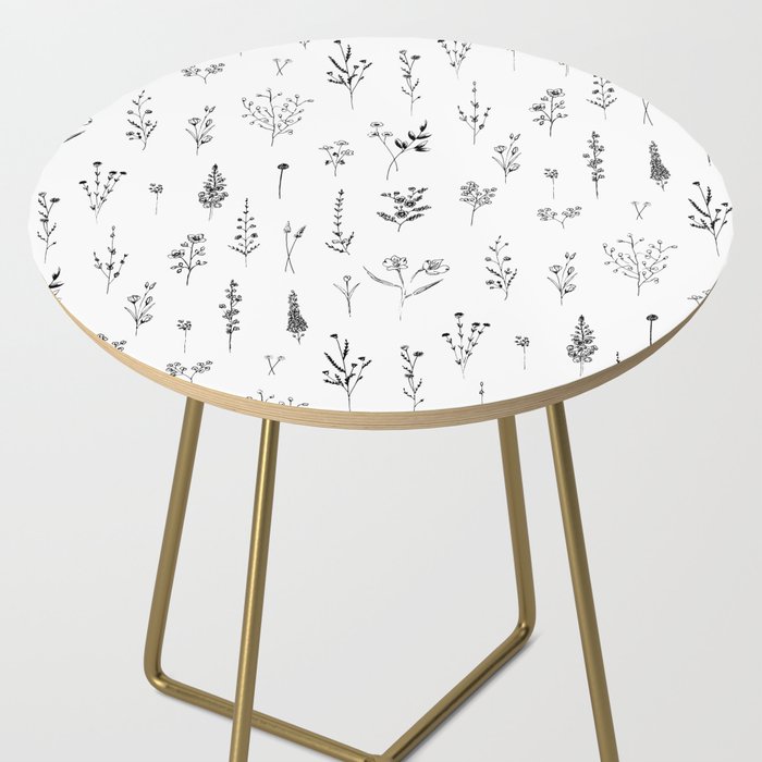 White Wildflowers Pattern Side Table Gallery Image 2