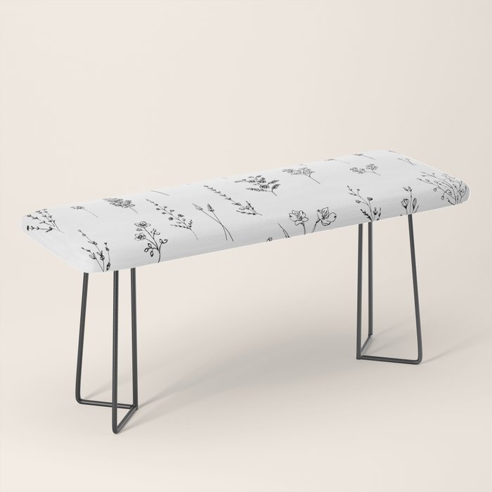 White Wildflowers Pattern Bench Gallery Image 1