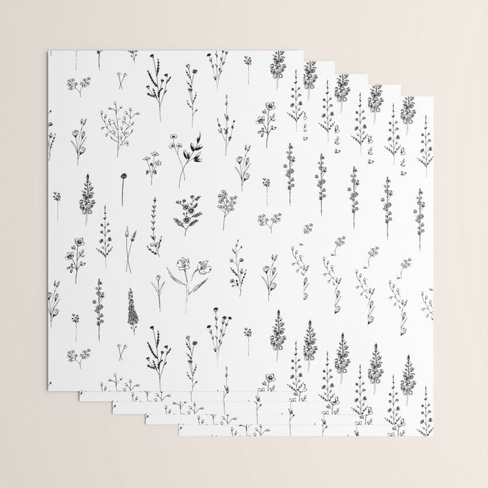 White Wildflowers Pattern Wrapping Paper Gallery Image 3