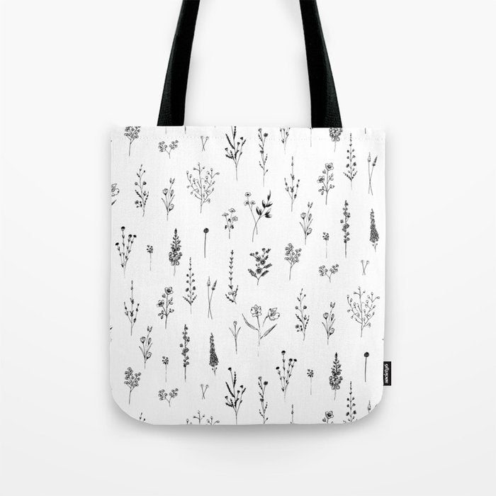 White Wildflowers Pattern Tote Bag Gallery Image 1