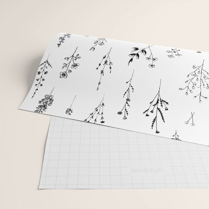 White Wildflowers Pattern Wrapping Paper Gallery Image 2