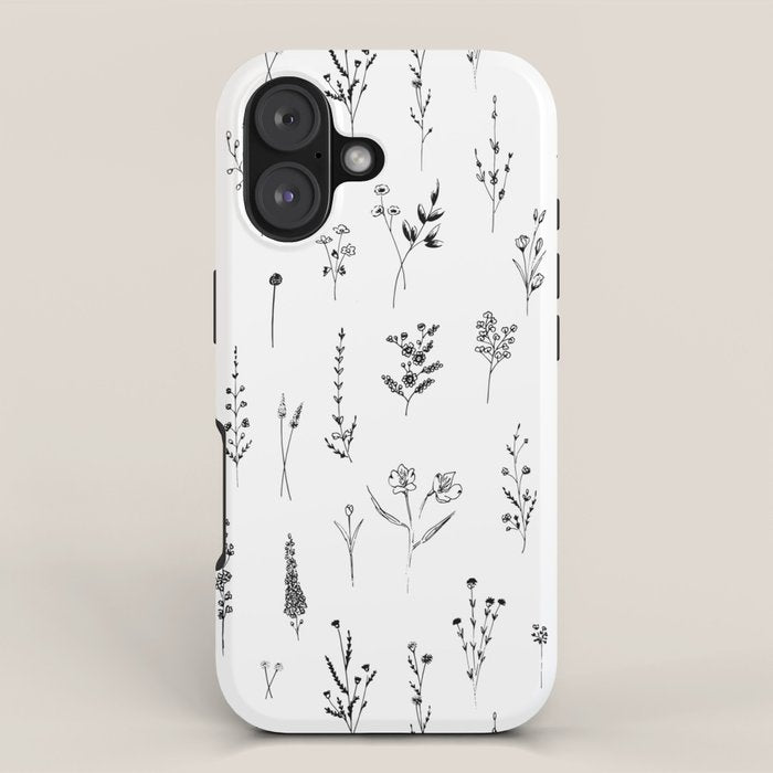 White Wildflowers Pattern iPhone Case Gallery Image 1
