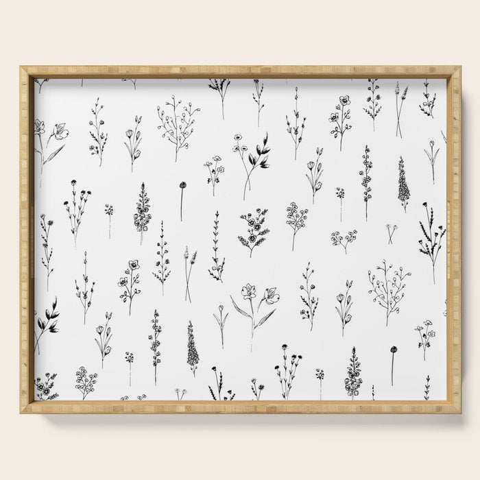 White Wildflowers Pattern Serving Tray Gallery Image 1