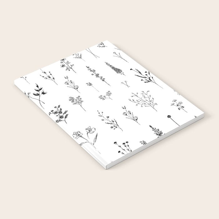 White Wildflowers Pattern Notebook Gallery Image 2
