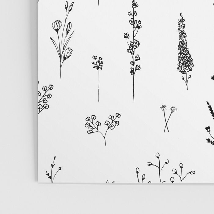 White Wildflowers Pattern Poster Gallery Image 3