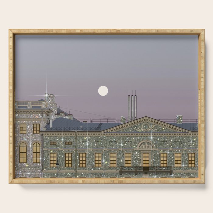 Beautiful sunset in town | sky | bling | diamonds | glitter | sparkle | city | architecture Serving Tray Gallery Image 1