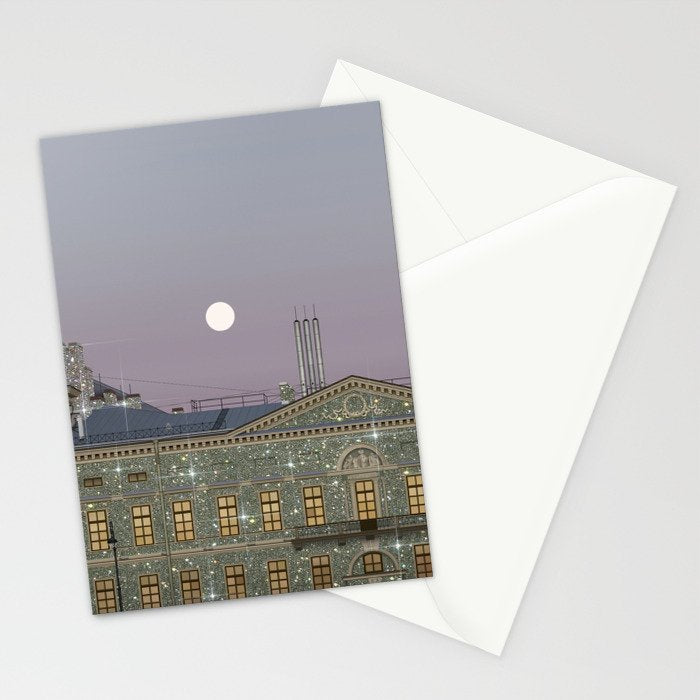 Beautiful sunset in town | sky | bling | diamonds | glitter | sparkle | city | architecture Stationery Card Gallery Image 2