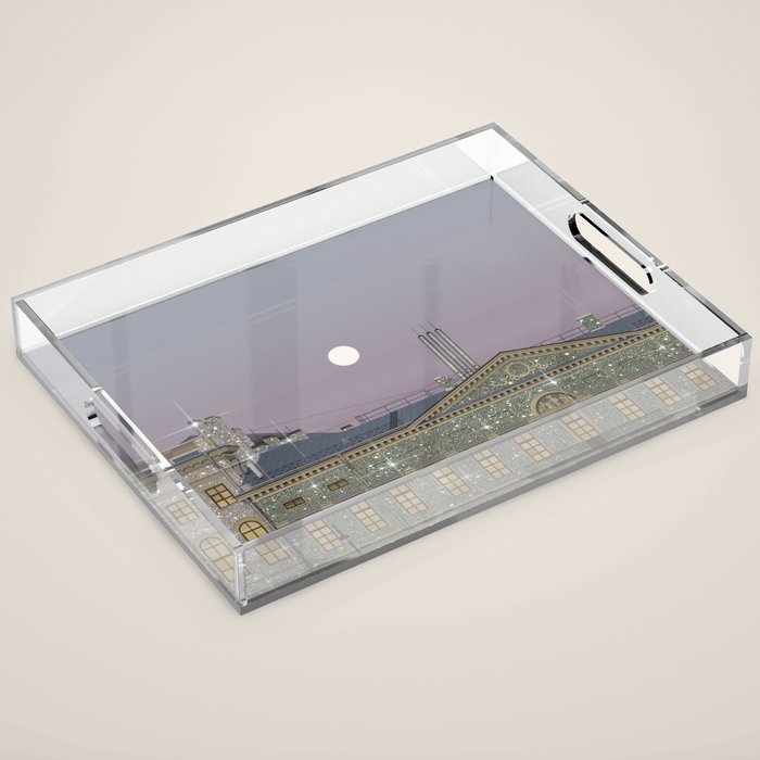 Beautiful sunset in town | sky | bling | diamonds | glitter | sparkle | city | architecture Acrylic Tray Gallery Image 1