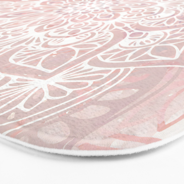 Mandala Yoga Love, Blush Pink Floral Bath Mat Gallery Image 3