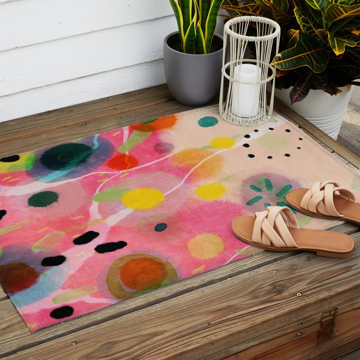 floral power abstract Outdoor Rug Gallery Image 2