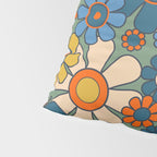 Retro Garden Flowers Groovy Multicolor 60s 70s Floral Pattern Green Blue Orange Mustard Pillow Sham Gallery Image 4