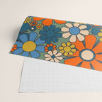 Retro Garden Flowers Groovy Multicolor 60s 70s Floral Pattern Green Blue Orange Mustard Wrapping Paper Gallery Image 2