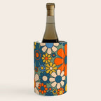 Retro Garden Flowers Groovy Multicolor 60s 70s Floral Pattern Green Blue Orange Mustard Wine Chiller Gallery Image 1