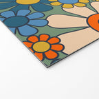 Retro Garden Flowers Groovy Multicolor 60s 70s Floral Pattern Green Blue Orange Mustard Welcome Mat Gallery Image 2