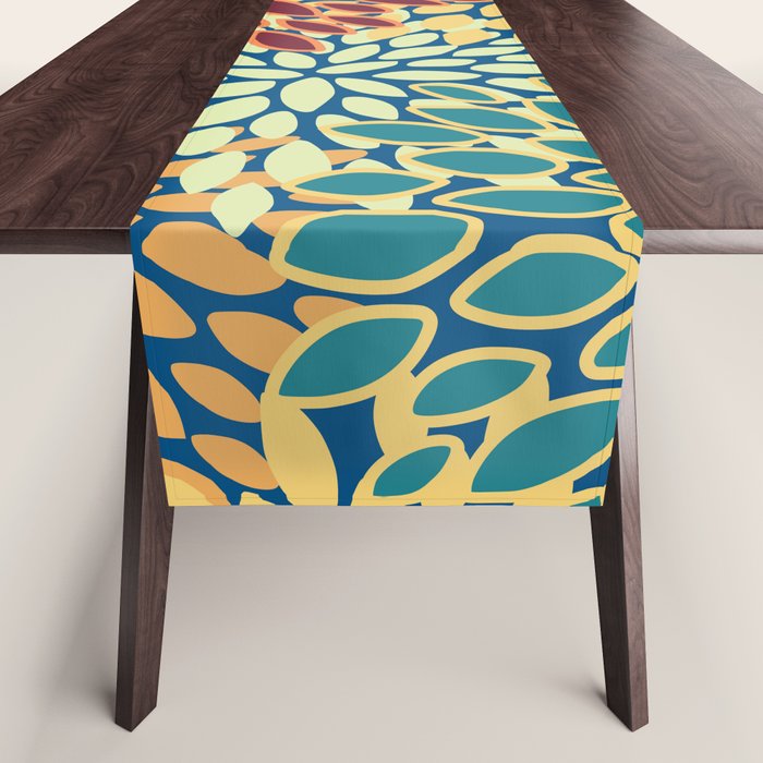 Festive Floral Prints, Red, Teal, Yellow, Orange, Colourful Prints Table Runner Gallery Image 1