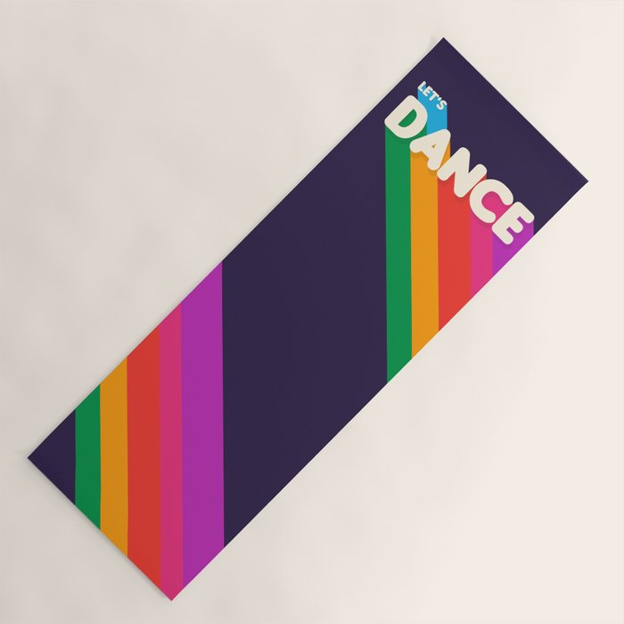 RAINBOW DANCE TYPOGRAPHY- let's dance Yoga Mat Gallery Image 1