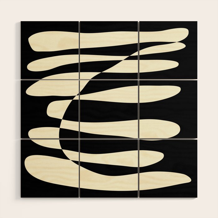 Abstract Composition in Black and White Wood Wall Art Gallery Image 1