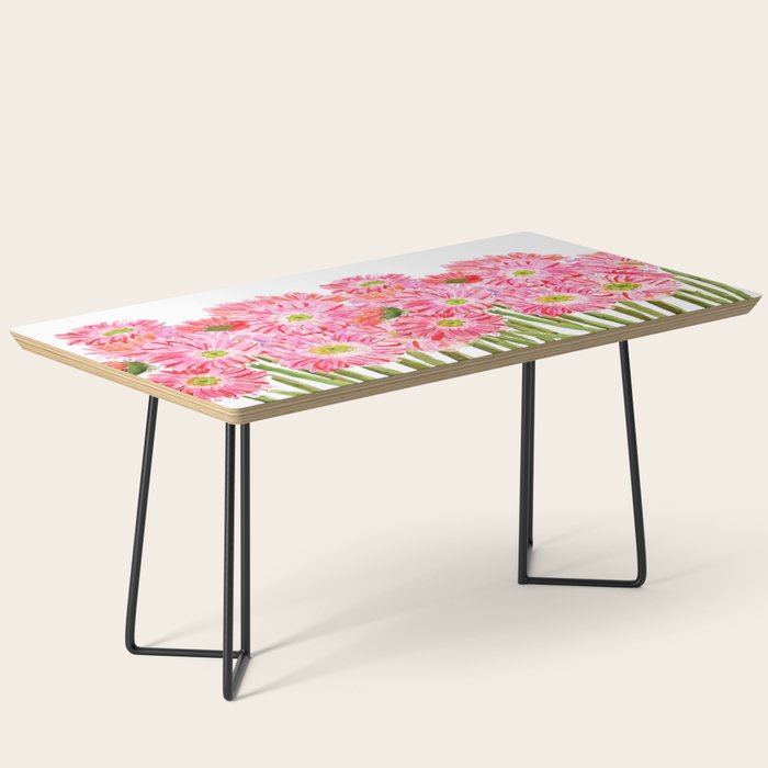 Pink Gerbera Daisy watercolor Coffee Table Gallery Image 1