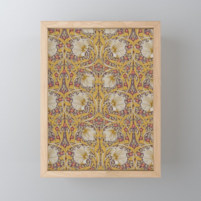 William Morris Vintage Pimpernel Golden Mustard Mini Art Print Gallery Image 1