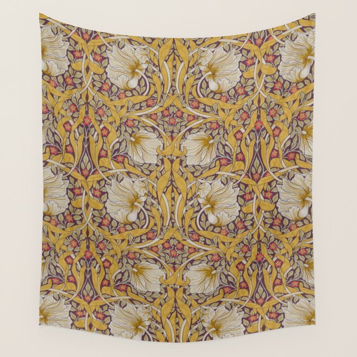 William Morris Vintage Pimpernel Golden Mustard Wall Tapestry Gallery Image 4
